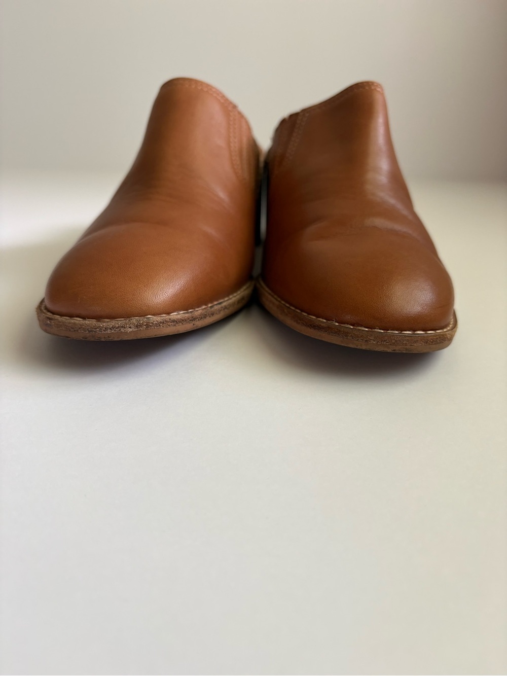 Madewell Carey 100% Leather Brown Stacked Heel Slip-On Mules Size 9.5 - Picture 3 of 12
